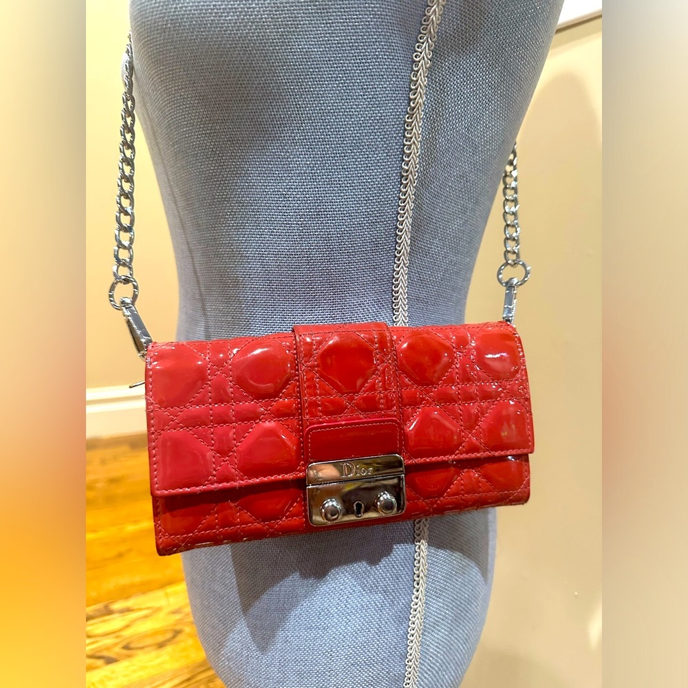 Christian Dior Berry Cannage Wallet On a Chain